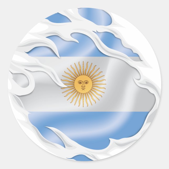 Sticker Rond Argentine déchiré le drapeau (Devant)
