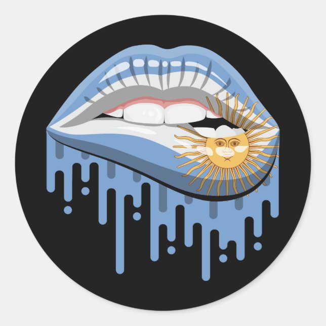 Sticker Rond Argentine lèvres drapeau de la racine de fierté (Devant)