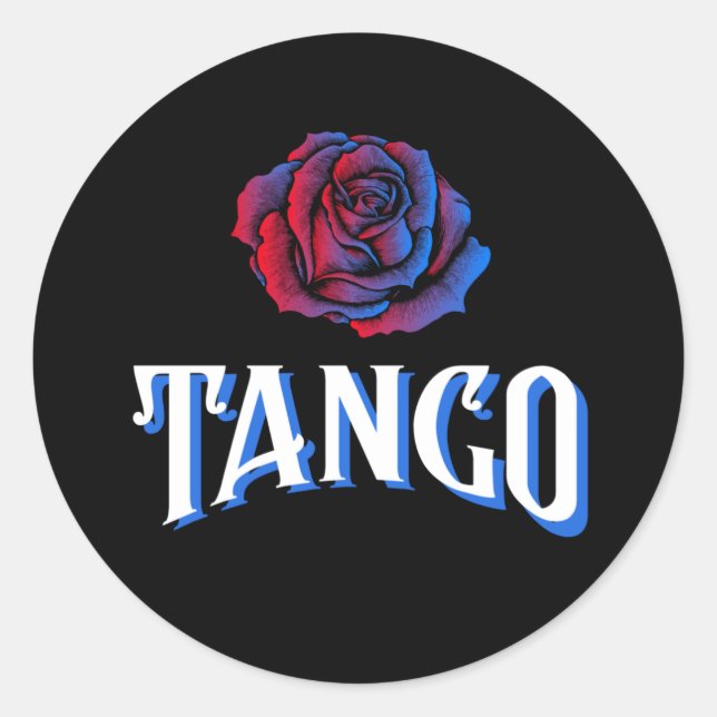 Sticker Rond Argentine Tango bleu et rose rouge (Devant)