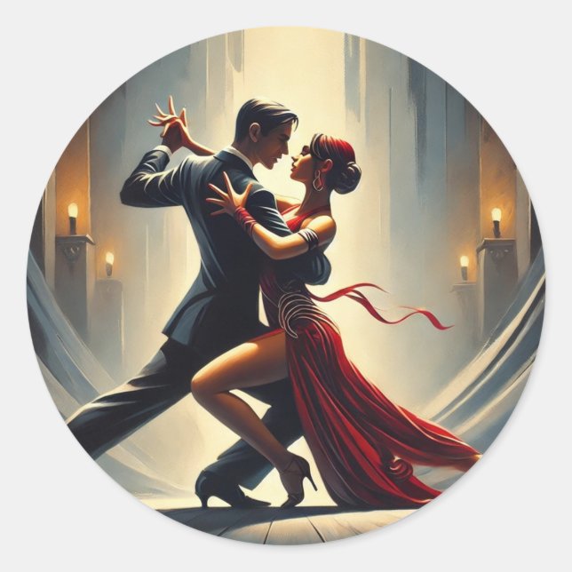 Sticker Rond Argentine Tango Dancing Couple (Devant)