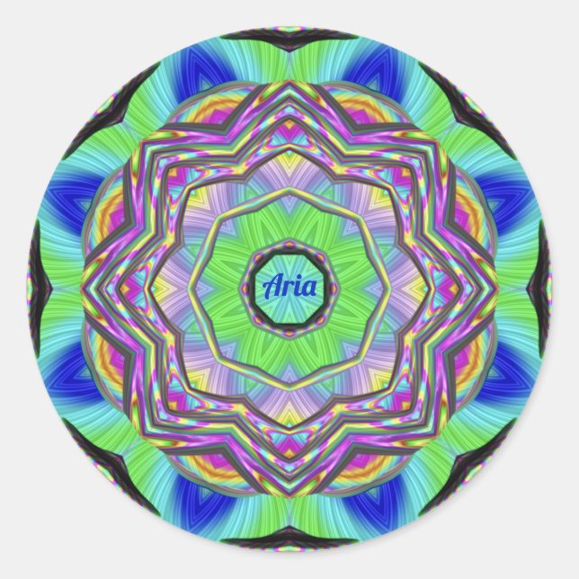 Sticker Rond ARIA WOW ! Joli Vert Lilac bleu rose ~ (Devant)