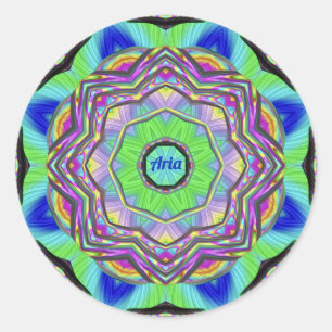 Sticker Rond ARIA WOW ! Joli Vert Lilac bleu rose ~