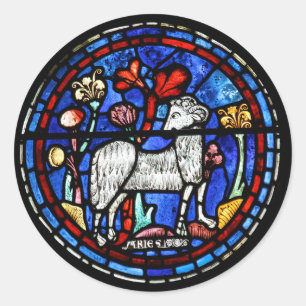 Sticker Rond Aries Astrologie Gothique Vitrail Windows RS