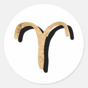 Sticker Rond Aries astrologie symbole zodiaque or noir