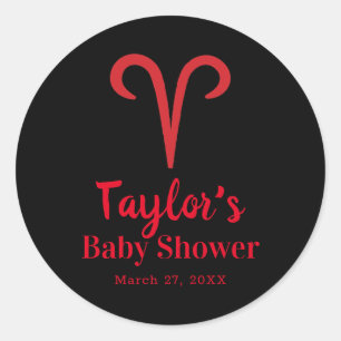 Sticker Rond ARIES Bélier Rouge Astrologie Signe du zodiaque Ba