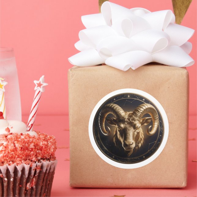 Sticker Rond Aries Zodiac Ram (Fête)