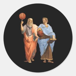 Sticker Rond Aristote Et Platon Avec Basketballs Philosophie Ma