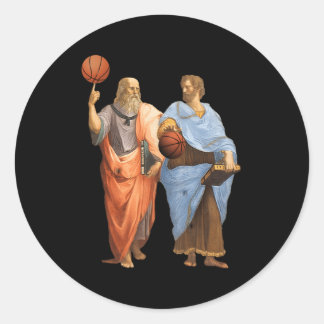 Sticker Rond Aristote Et Platon Avec Basketballs Philosophie Ma