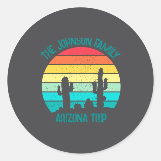 Sticker Rond Arizona Desert Cactus Sunset Trip Kids  (Devant)