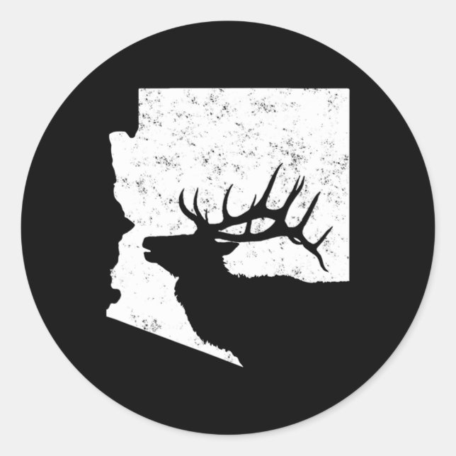 Sticker Rond Arizona Elk Chasse Bull Elk AZ Forme d'état (Devant)