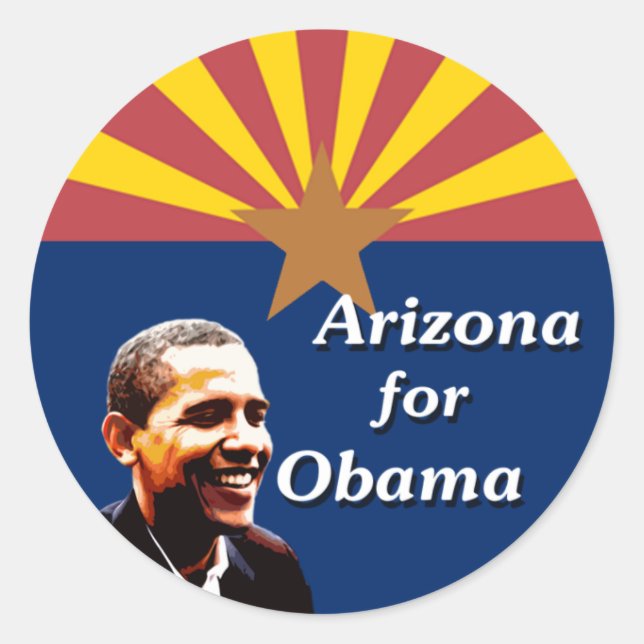 Sticker Rond Arizona pour Obama State Flag Design (Devant)