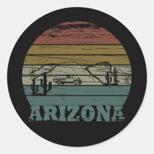 Sticker Rond Arizona Sedona coucher de soleil vintage rétro az