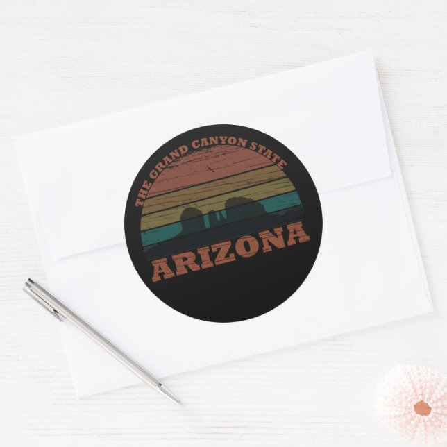 Sticker Rond Arizona sedona Grand canyon paysage rétro (Enveloppe)