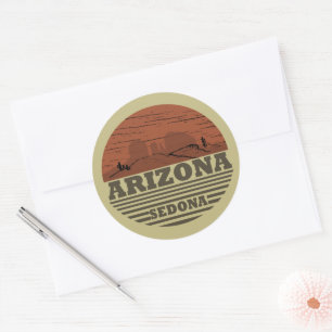 Sticker Rond Arizona Sedona paysage vintage az retro