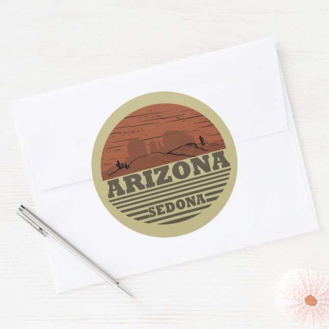 Sticker Rond Arizona Sedona paysage vintage az retro (Enveloppe)