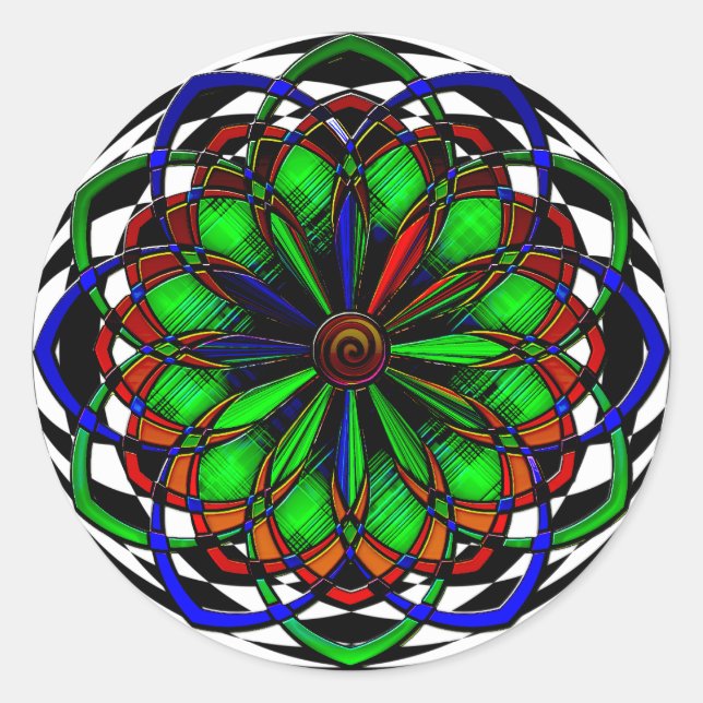 Sticker Rond Arlequin Plaid No 3 (Stickers) (Devant)