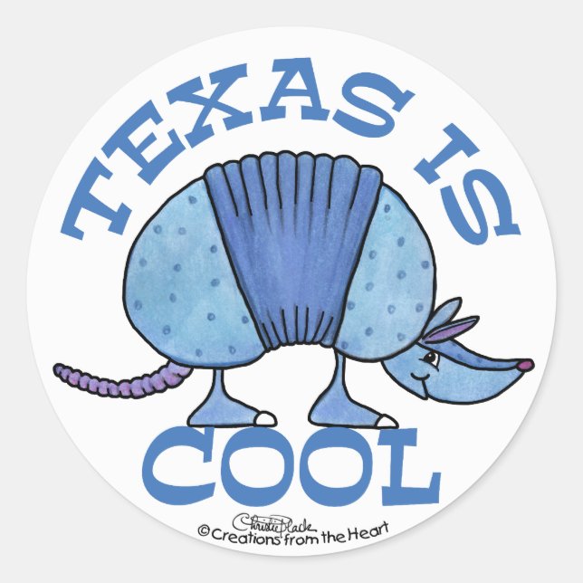 Sticker Rond Armadillo Blue-Texas est Cool (Devant)
