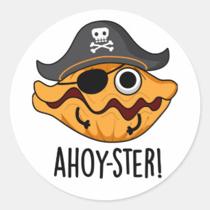 Sticker Rond Arme à huîtres de pirates amusants