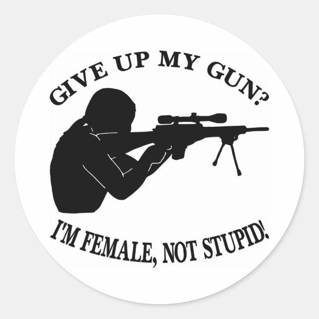 Sticker Rond Arme-fille blanche pas Stupide (Devant)
