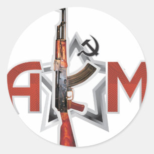 STICKER ROND ARMÉE RARES AK-47 AKM KALASHNIKOV GUN