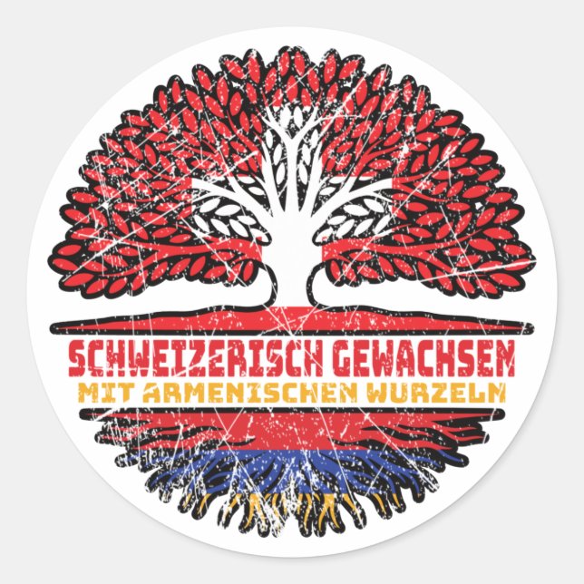 Sticker Rond Armenien Armenisch Schweizer Schweiz Baum Wurzel (Devant)