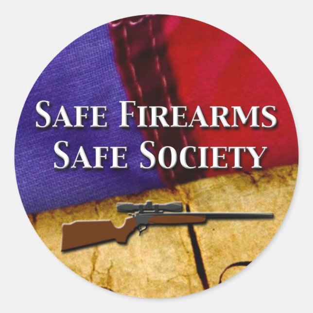 Sticker Rond Armes à feu sûres, société en sécurité (Devant)