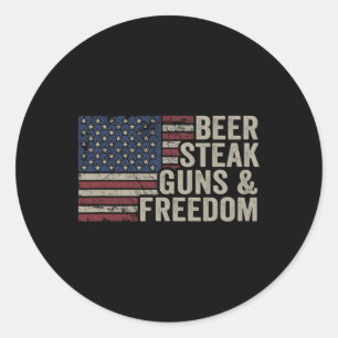 Sticker Rond Armes À Vapeur De Bière Et Liberté - 4 Juillet Dra