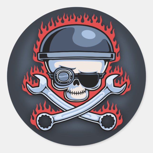 Sticker Rond Armes crâne et croix (Devant)
