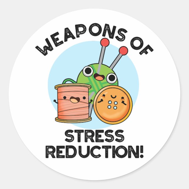 Sticker Rond Armes De Réduction Du Stress Jeux De Tricot Drôle (Devant)