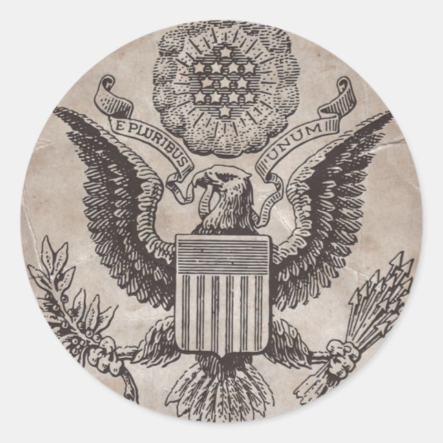 Sticker Rond Armoiries américaines à l'ancienne (Devant)