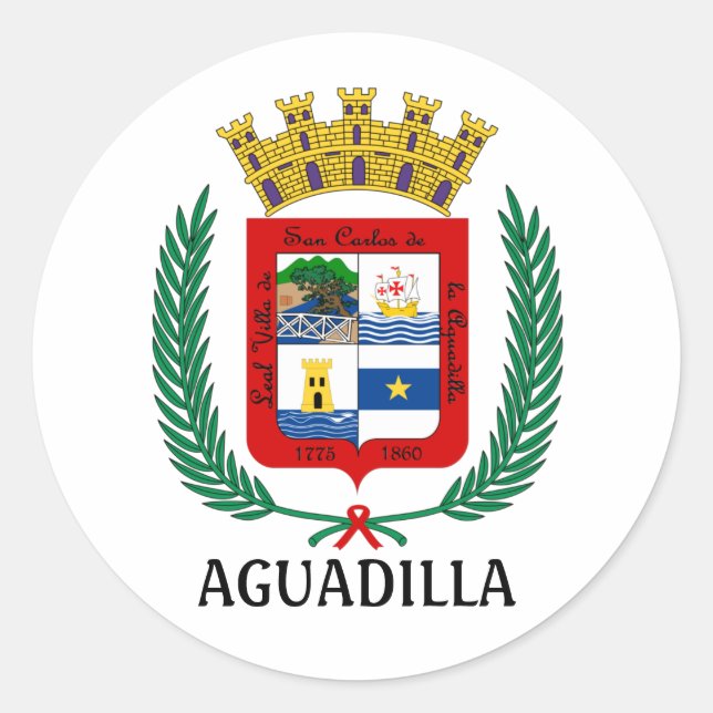 Sticker Rond Armoiries d'Aguadilla, Porto Rico (Devant)