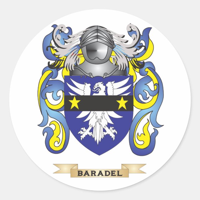 Sticker Rond Armoiries de Baradel (Armoiries de la famille) (Devant)