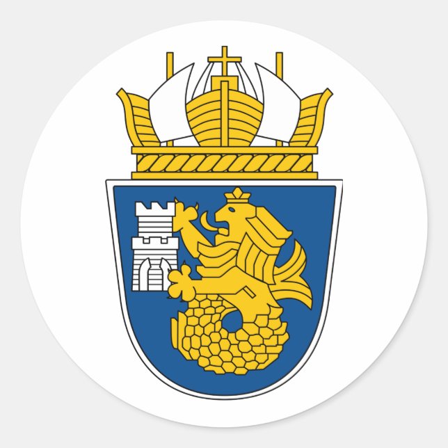 Sticker Rond Armoiries de Burgas, Bulgarie (Devant)