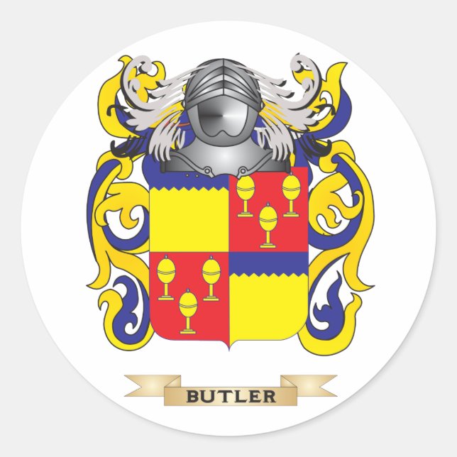 Sticker Rond Armoiries de Butler (Armoiries de la famille) (Devant)