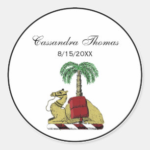 Sticker Rond Armoiries de couleur palmier chameau héraldique