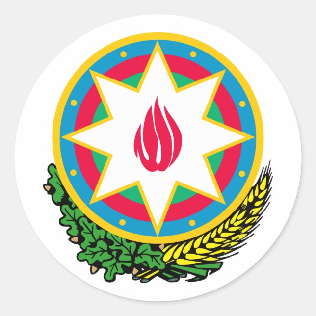 Sticker Rond Armoiries De L'Azerbaïdjan (Devant)