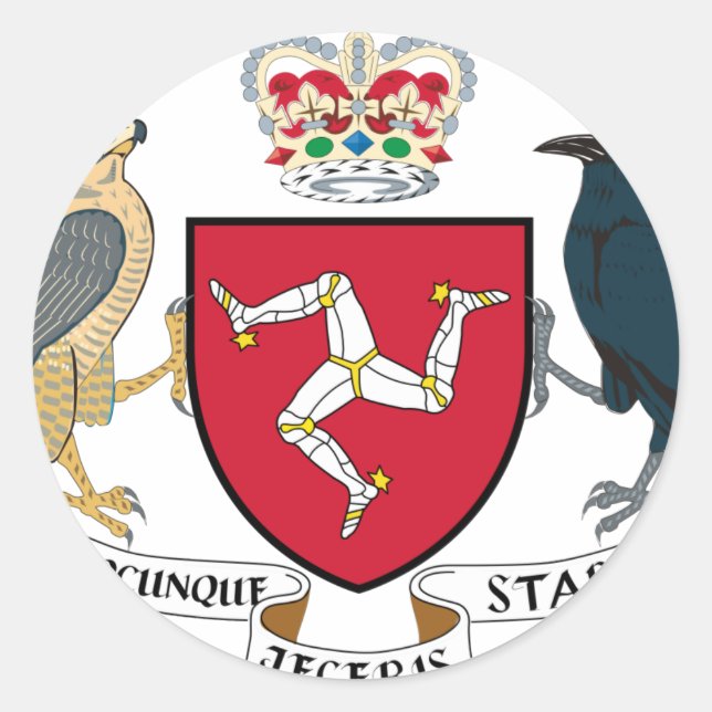 Sticker Rond Armoiries de l'île de Man - Emblème de Manx (Devant)
