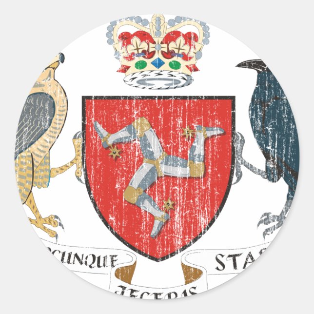 Sticker Rond Armoiries De L'Île De Mann (Devant)