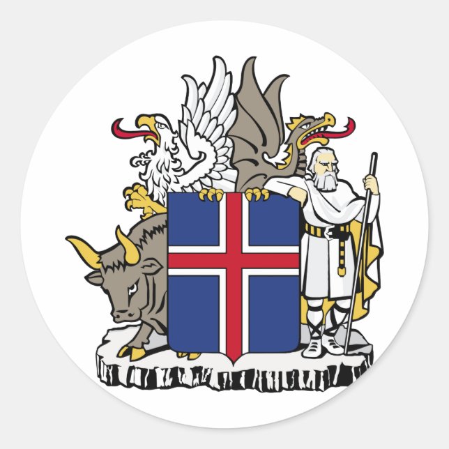 Sticker Rond Armoiries De L'Islande (Devant)