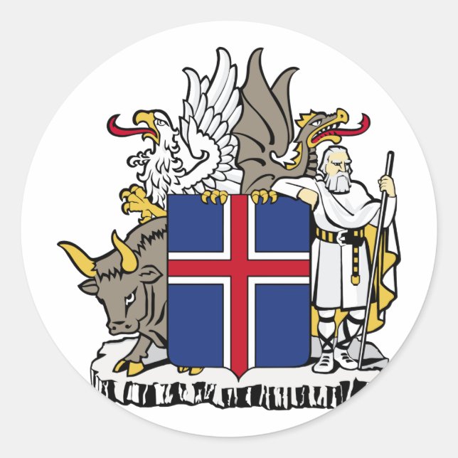 Sticker Rond Armoiries De L'Islande (Devant)