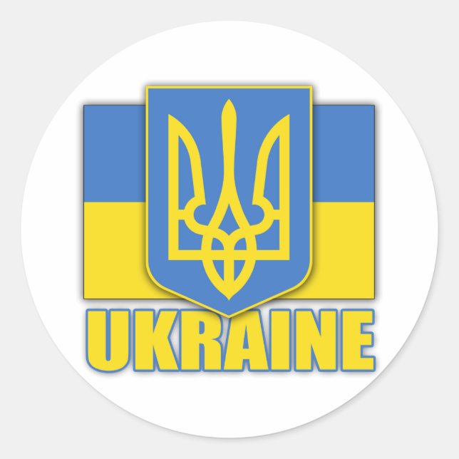 Sticker Rond Armoiries de l'Ukraine (Devant)