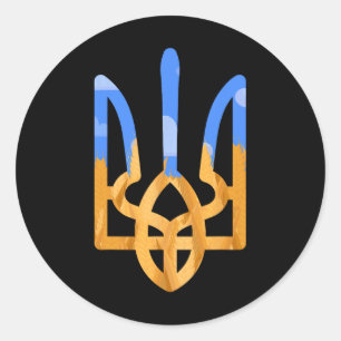Sticker Rond Armoiries de l'Ukraine aux couleurs nationales ukr