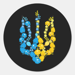 Sticker Rond Armoiries de l'Ukraine en couleur nationale ukrain