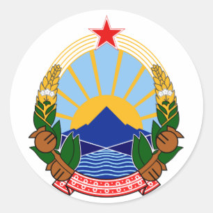 Sticker Rond Armoiries de Macédoine Symbole officiel de l'héral
