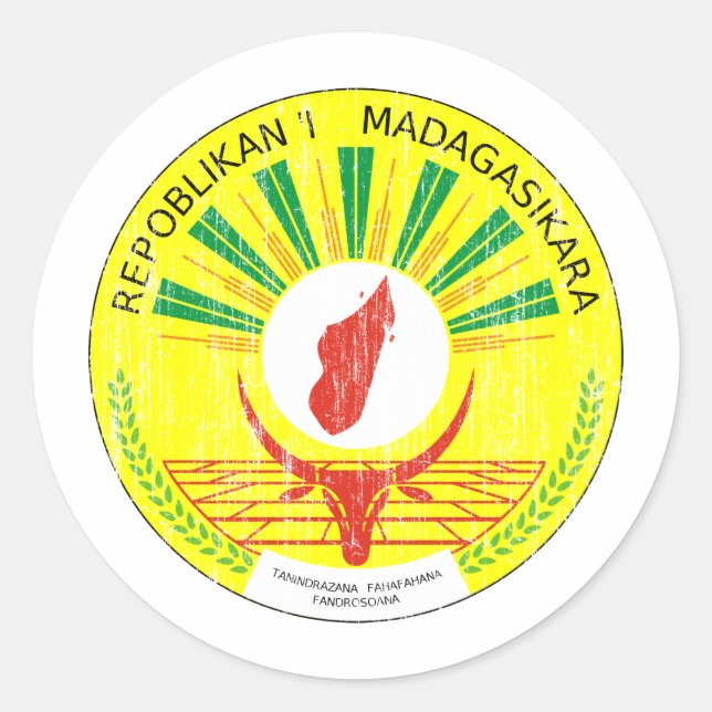 Sticker Rond Armoiries De Madagascar (Devant)