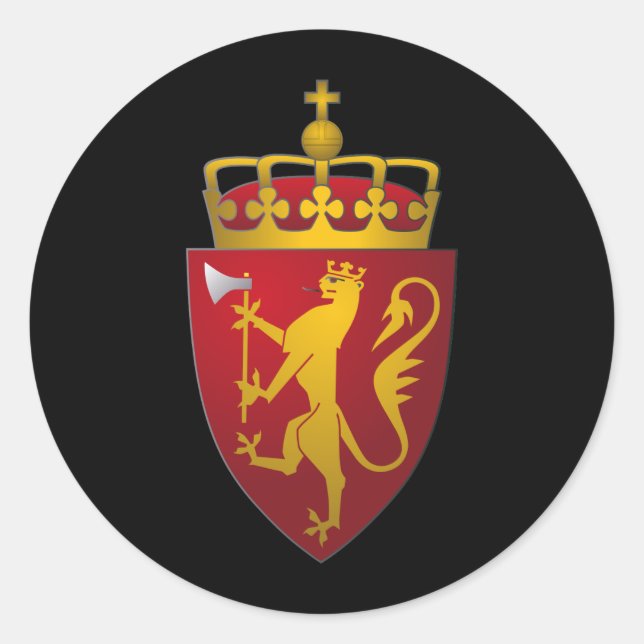 Sticker Rond Armoiries de Norvège Héraldique scandinave (Devant)