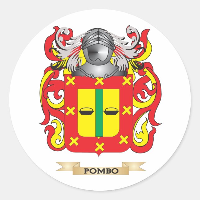 Sticker Rond Armoiries de Pombo (crête de famille) (Devant)