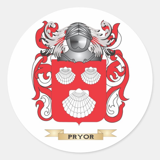 Sticker Rond Armoiries de Pryor (armoiries de la famille) (Devant)
