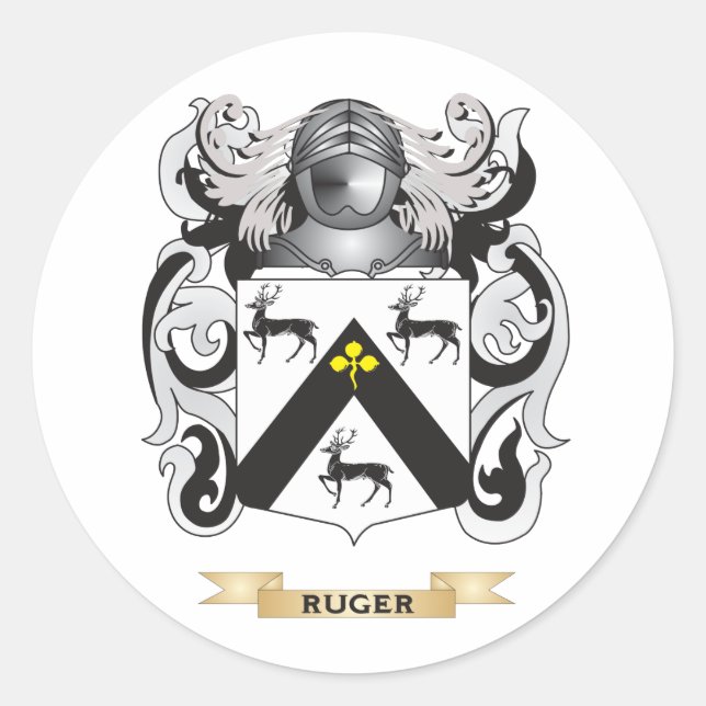 Sticker Rond Armoiries de Ruger (crête de famille) (Devant)