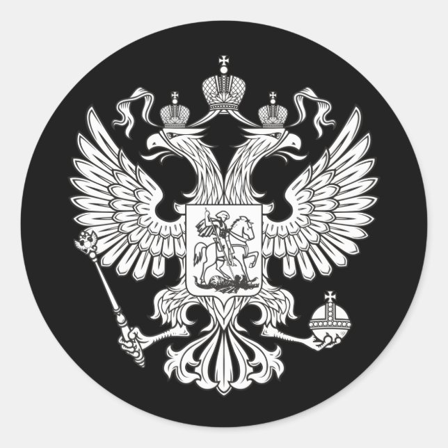 Sticker Rond Armoiries de Russie - version blanche (Devant)